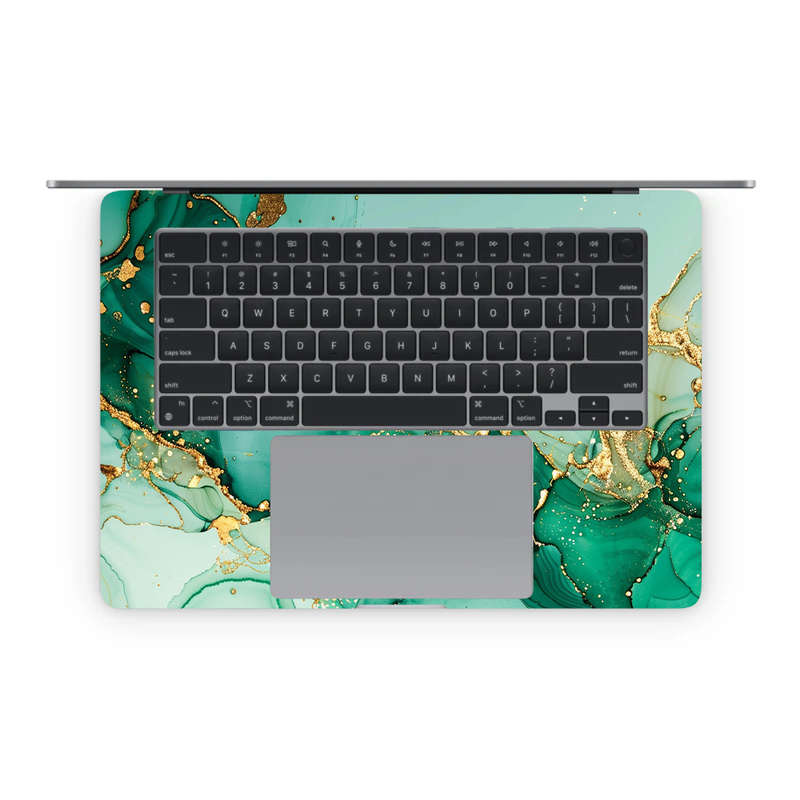 Apple MacBook Decal Skin Sticker: Marble Emerald Gold