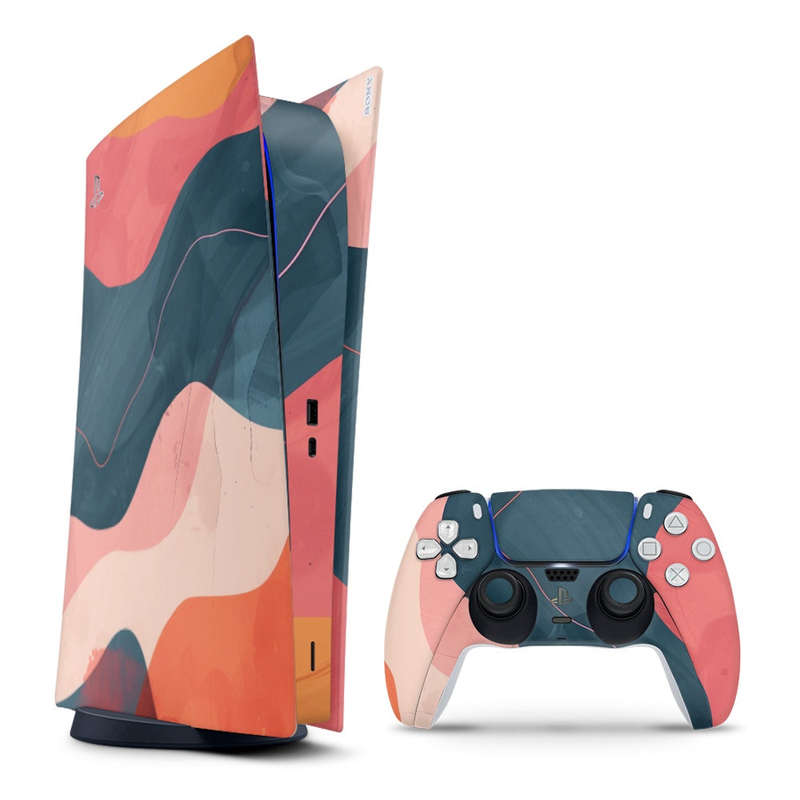 Decal Sticker Skin For PS5 Digital: Modern Abstract Waves