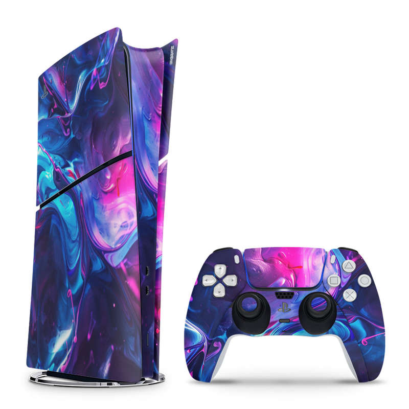 Decal Skin Sticker Compatible with PS5 Slim Digital (No Disk): Abundant Fluid Art