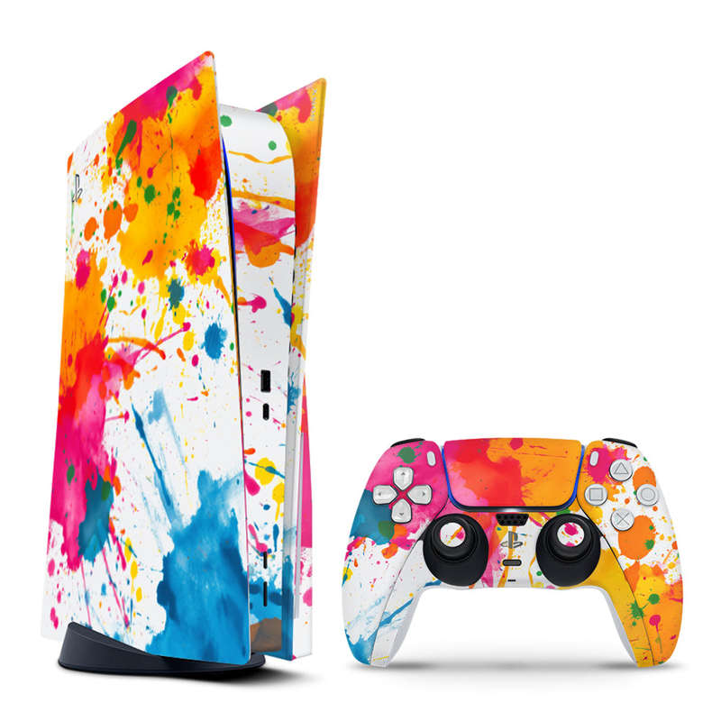 Decal Skin Sticker Compatible with PS5: Colorful Paint Splash