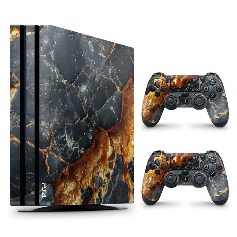 Decal Skin Sticker for PS4 Pro: Carbon Stone Gold