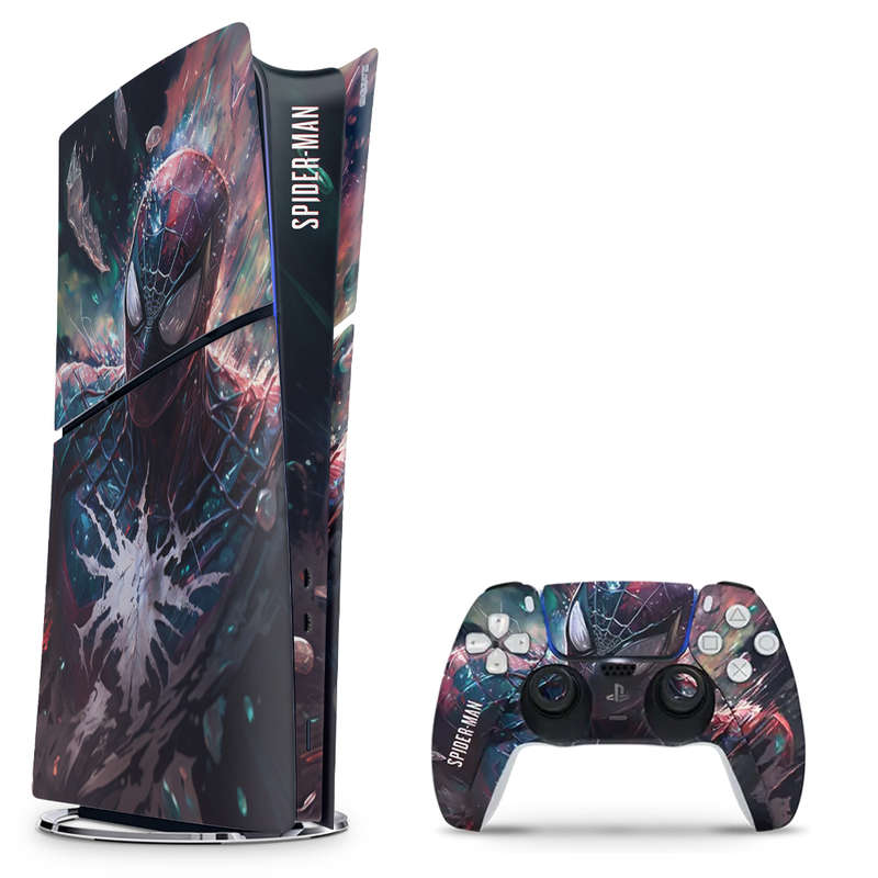SkinNit Decal Sticker Skin For PS5 Slim Digital : Spider-Man (Spider-Verse)