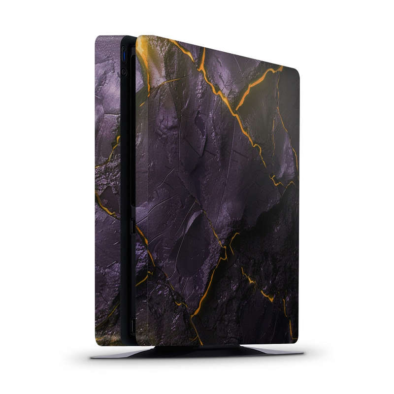 Decal Skin Sticker for PS4 Slim: Carbon Rock Glow Yellow