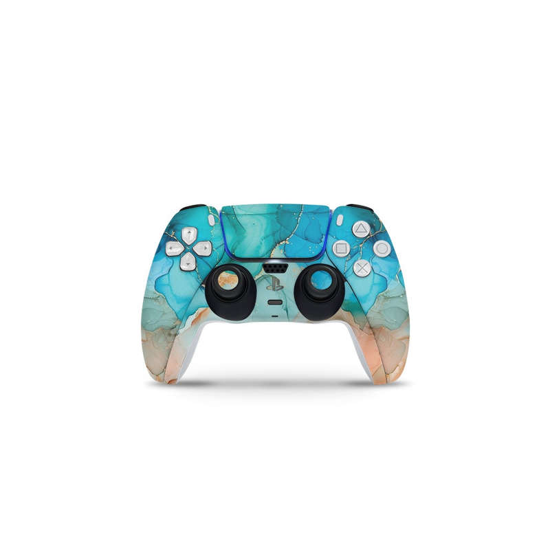 Decal Sticker Skin For PS5 Digital: Vibrant Marbled Gold