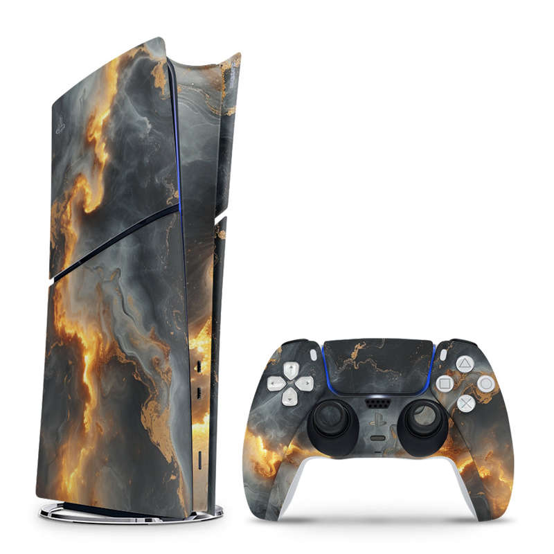 Decal Skin Sticker Compatible with PS5 Slim Digital (No Disk): Marbled Deep Glow