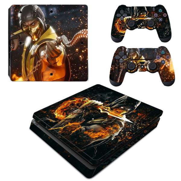 SkinNit Decal Sticker Skin For PS4 Slim: Scorpion Fire
