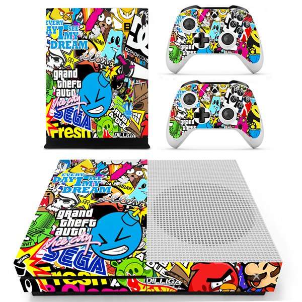 SkinNit Decal Sticker Skin For Xbox One S: Sticker Bomb