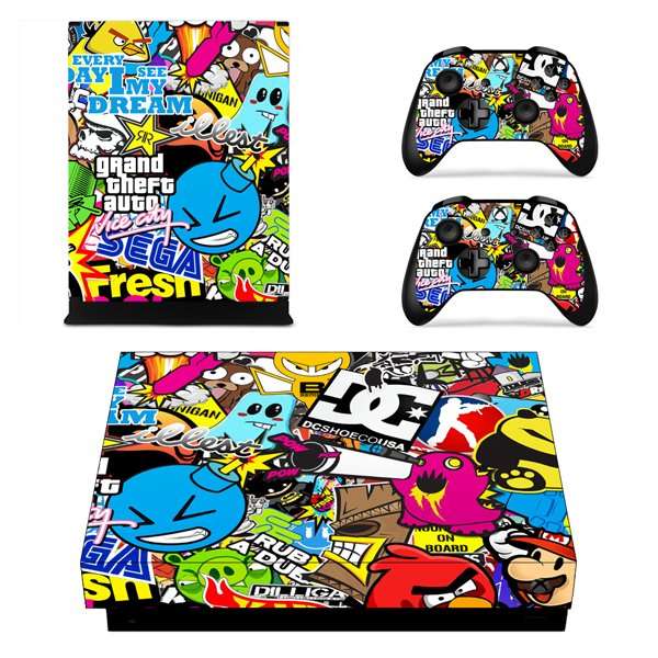 SkinNit Decal Sticker Skin For Xbox One X: Sticker Bomb
