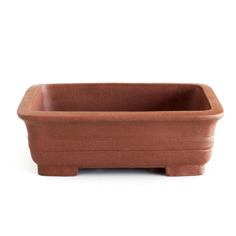 10" Chinese Unglazed Containers - Soft Rectangular, Banded, 25 x 19.5 x 8cm