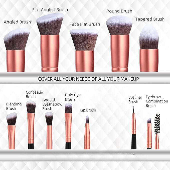 Dsync Makeup Brushes Premium Synthetic Foundation Powder Concealers Eye Shadows Makeup 12 Pcs Bru...