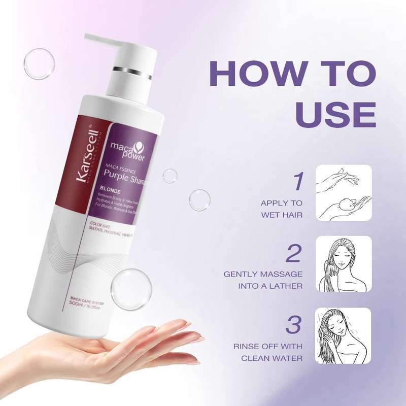 Karseell Purple Shampoo - Moisturizing & Brightening for Blonde, Platinum, White & Gray Hair 500ml