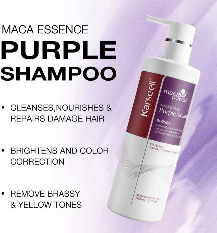 Karseell Purple Shampoo - Moisturizing & Brightening for Blonde, Platinum, White & Gray Hair 500ml