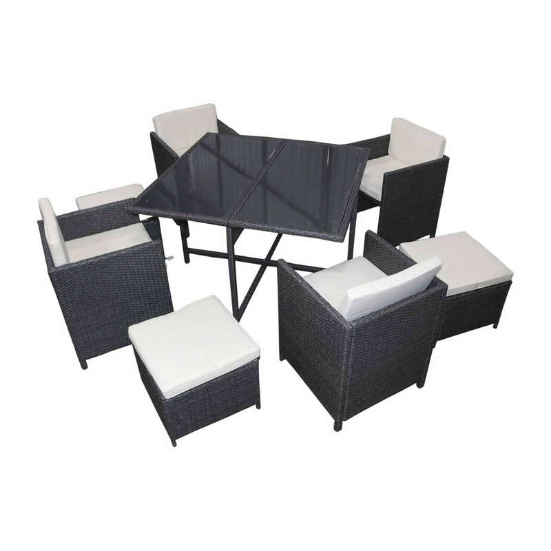 8-Piece Grey & White Rattan Outdoor Patio Furniture Set