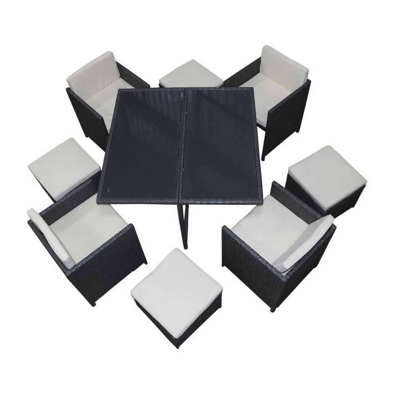 8-Piece Grey & White Rattan Outdoor Patio Furniture Set