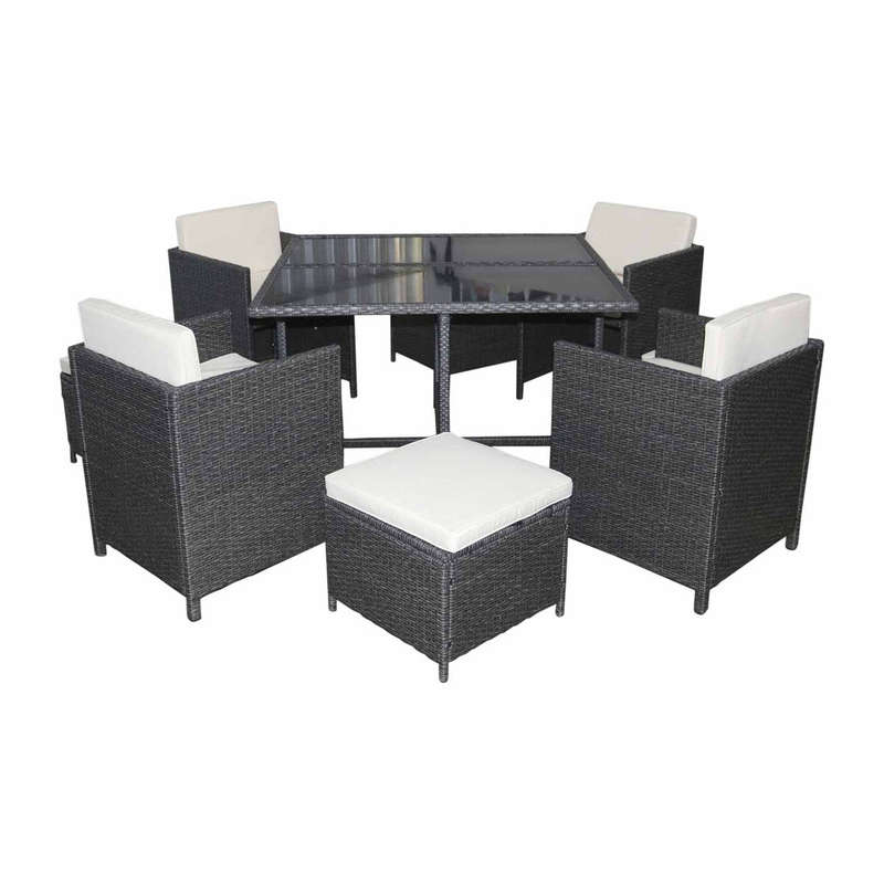 8-Piece Grey & White Rattan Outdoor Patio Furniture Set
