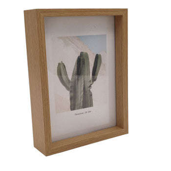 Cactus Floating Photo Frame with Light Brown Border
