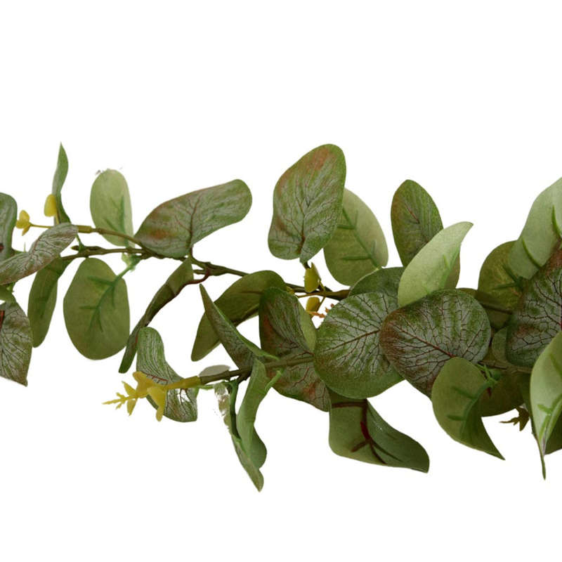 Decorative Green and Red Artificial Leaves with Flowers