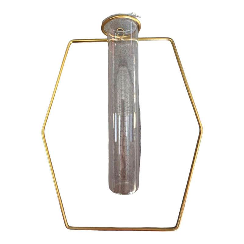 Hexagon Hanging Gold Frame with Vase