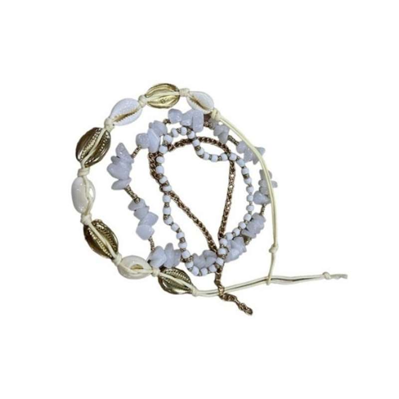 Anklet - Black, Gold And White
