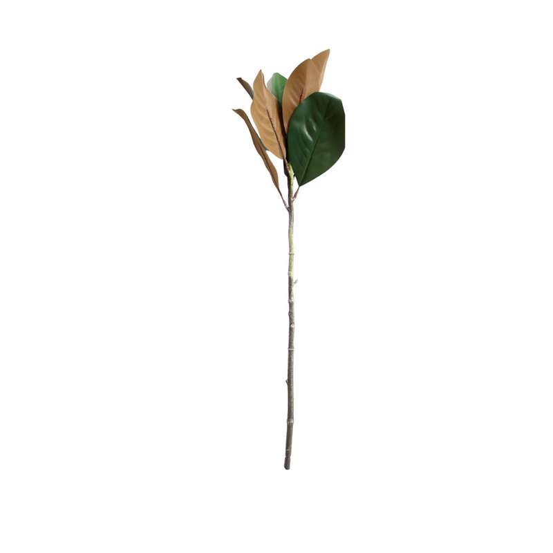 Artificial Leaves Branch - Brown And Green Magnolia