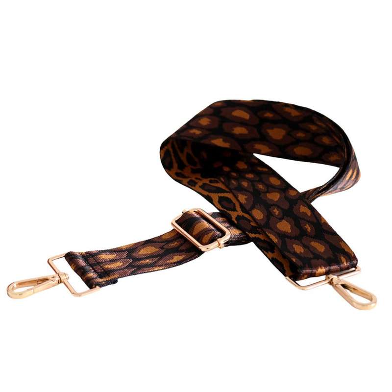 Bag Strap - Deep Brown And Gold Leopard Print