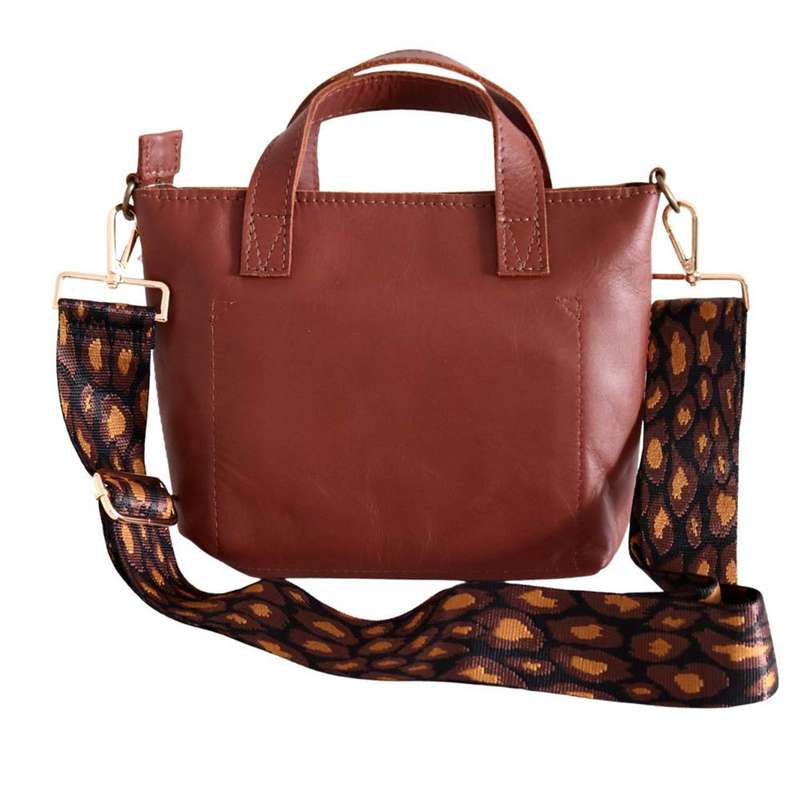 Bag Strap - Deep Brown And Gold Leopard Print
