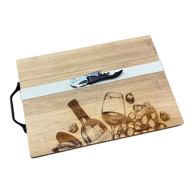 Bamboo Board And Bottle Opener Combo - Wine & Dine