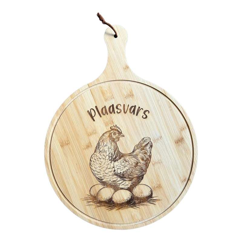 Bamboo Board Round with Handle - Plaasvars