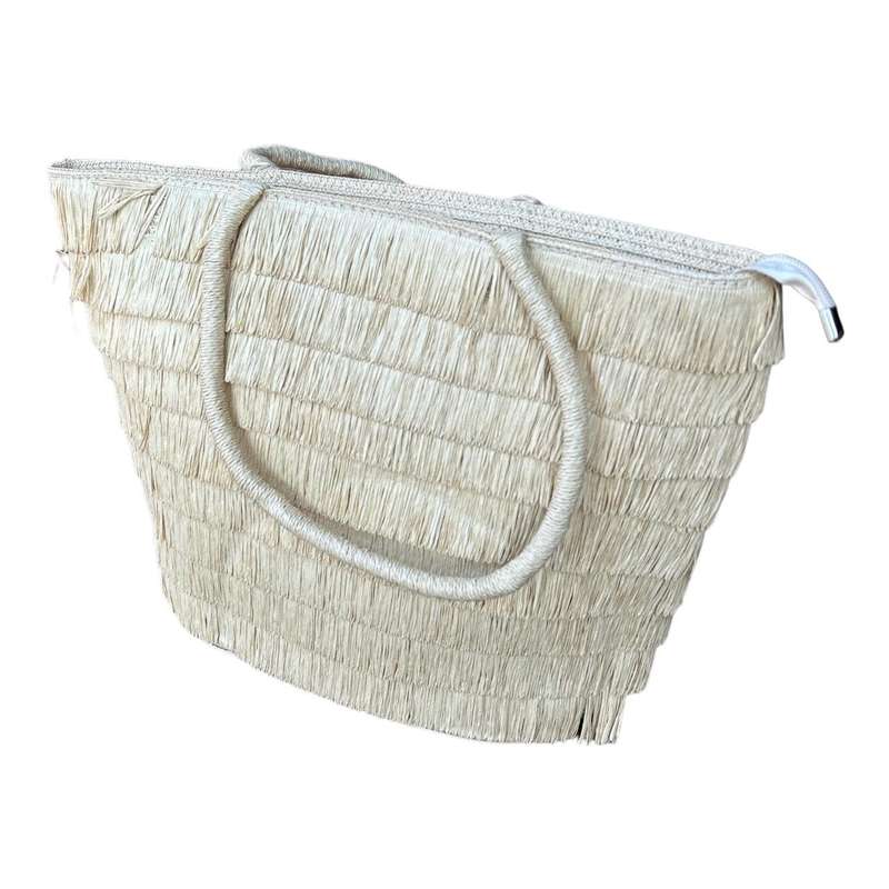 Beach Bag - Faux Straw Fringe