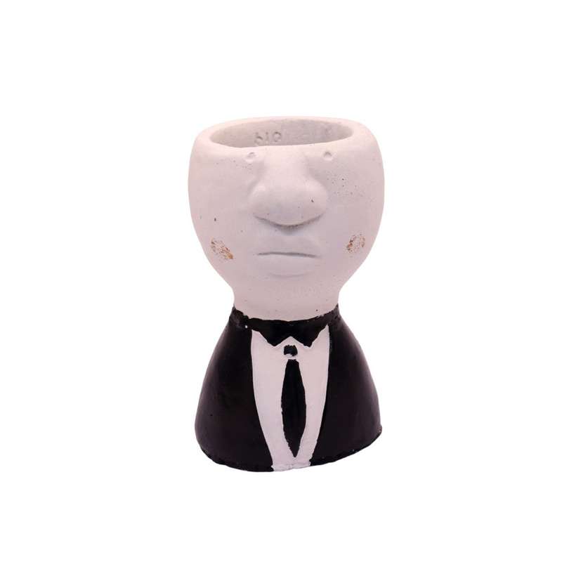 Black And White Tux Cement Male Planter