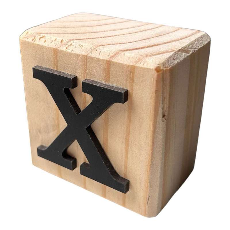 Black Handcrafted Wooden Letter X Block