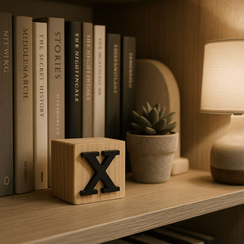 Black Handcrafted Wooden Letter X Block