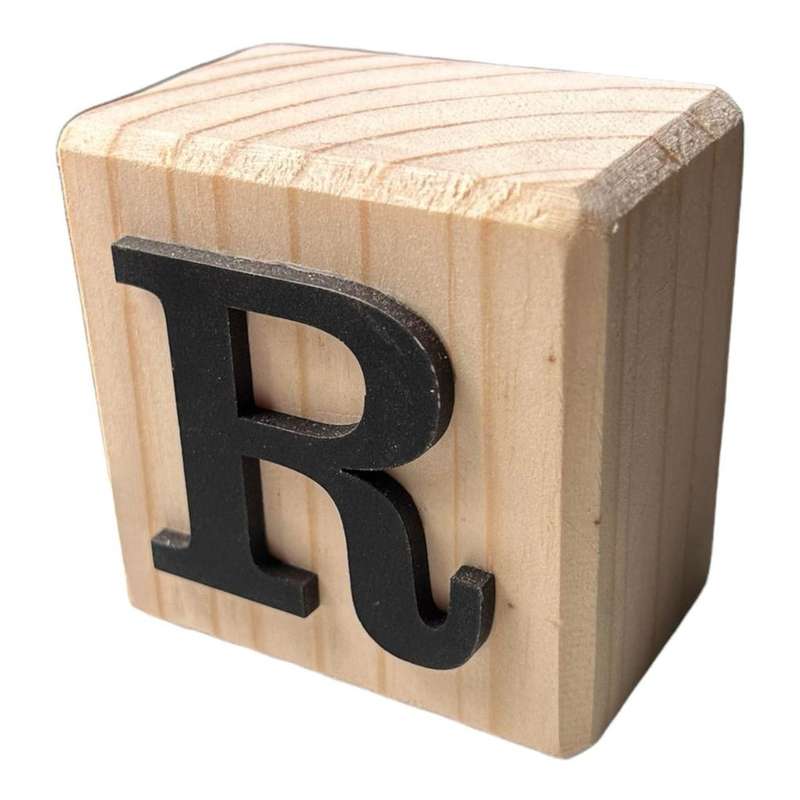 Black Rustic Handcrafted Letter Block R