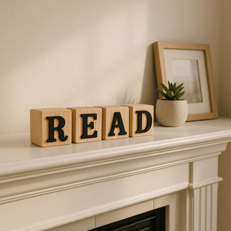 Black Rustic Handcrafted Letter Block R