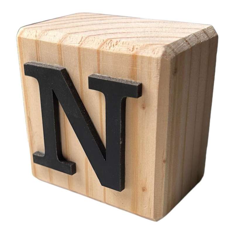 Black Rustic Wood Block Letter N