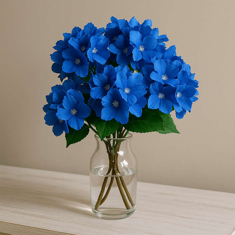 Blue Bigleaf Hydrangea Faux Bloom