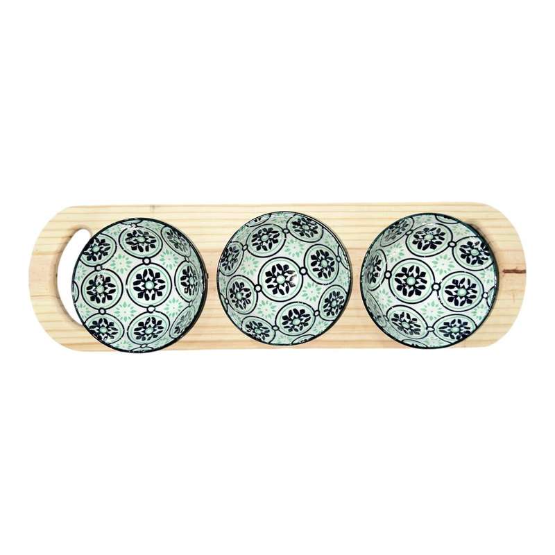 Bon Appetite Platter - Green And Black Bowls