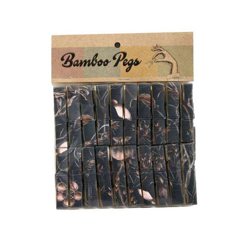 Botanical Black Bamboo Pegs Set