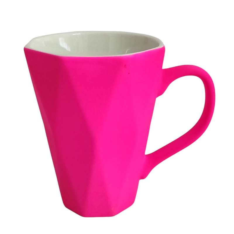 Bright Pink Diamond Pattern Ceramic Mug