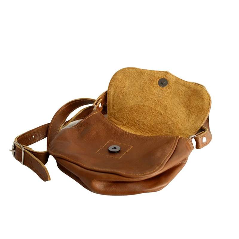 Brown Leather Tulip Envelope Sling Bag