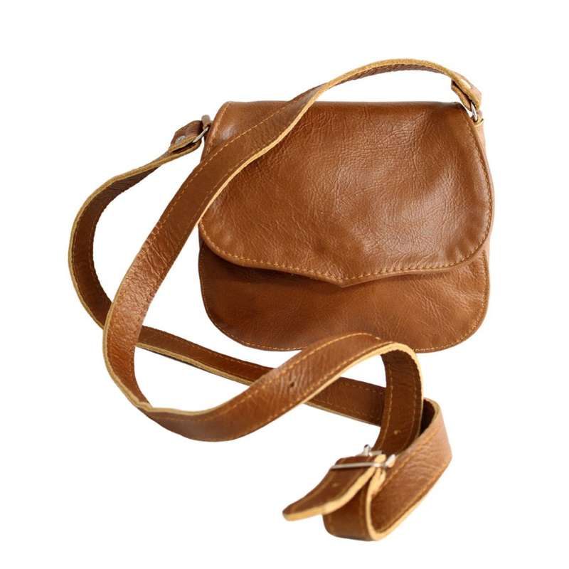 Brown Leather Tulip Envelope Sling Bag