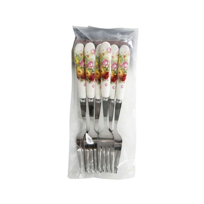 Cake Fork Set - Yellow And Pink Rose