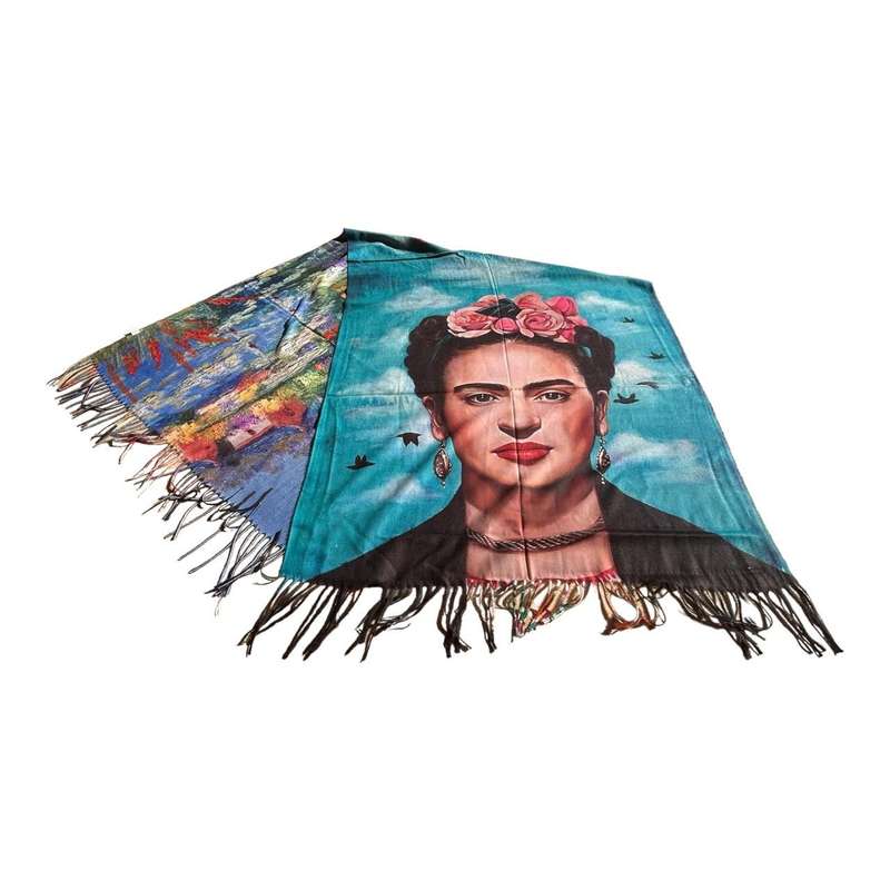 Cashmere Scarf - Frieda, Blue Skies, Colourful Garden