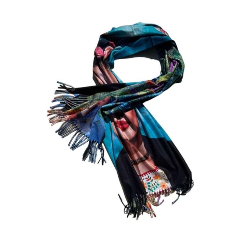 Cashmere Scarf - Frieda, Blue Skies, Colourful Garden