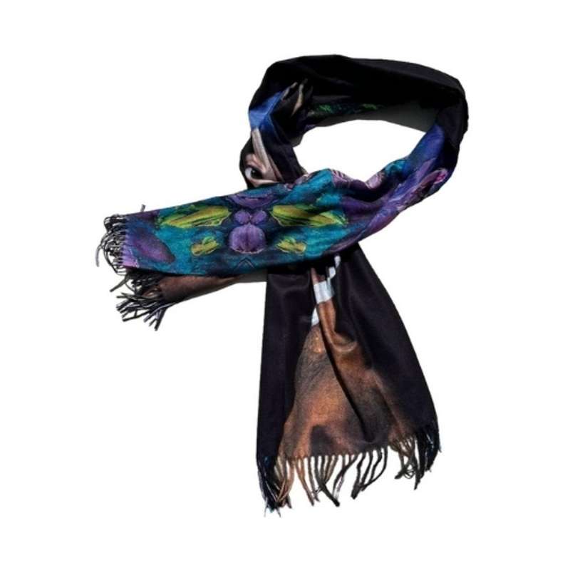 Cashmere Scarf - Girl With Pearl Earring, Purple Flowers
