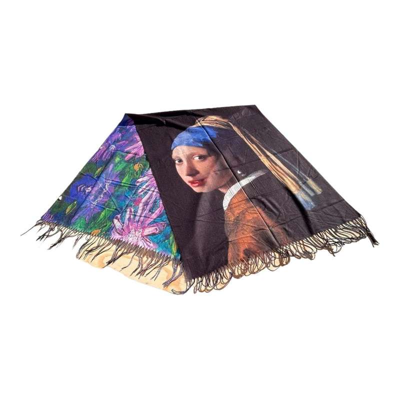 Cashmere Scarf - Girl With Pearl Earring, Purple Flowers