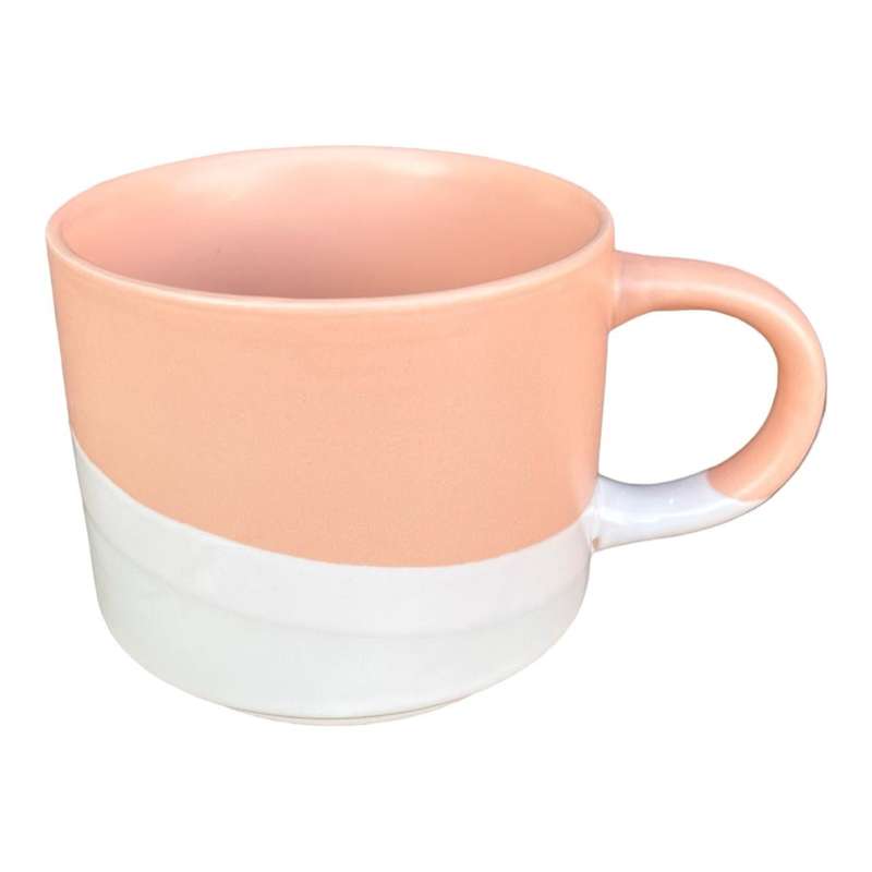 Ceramic 17oz Mug - Coral, White And Light Grey