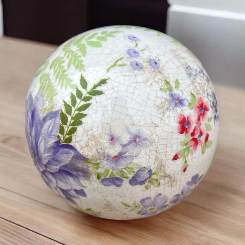 Ceramic Ball - Large Purple Flowers