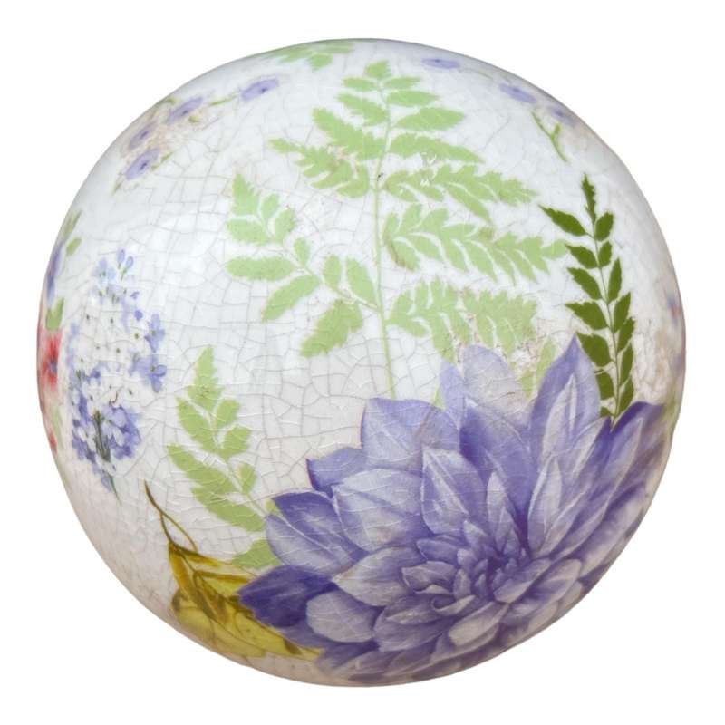 Ceramic Ball - Large Purple Flowers