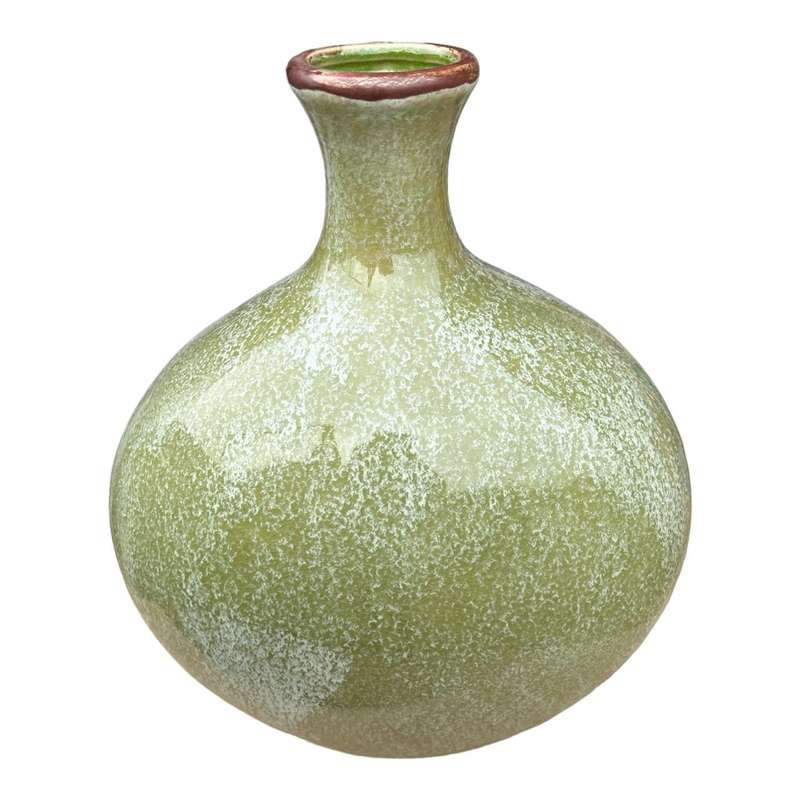 Ceramic Big Belly Vase - Rustic Green